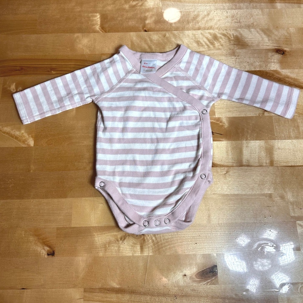 Hanna Andersson Pink striped kimono one-piece creeper 60cm 3/6m